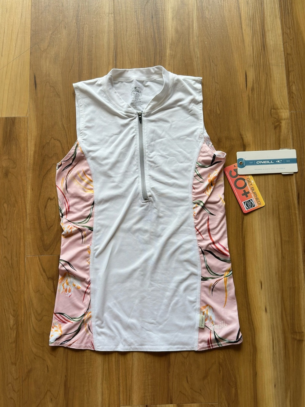 O'Neill Women's White Tank with Pink Floral Side Panels $46.95 Small